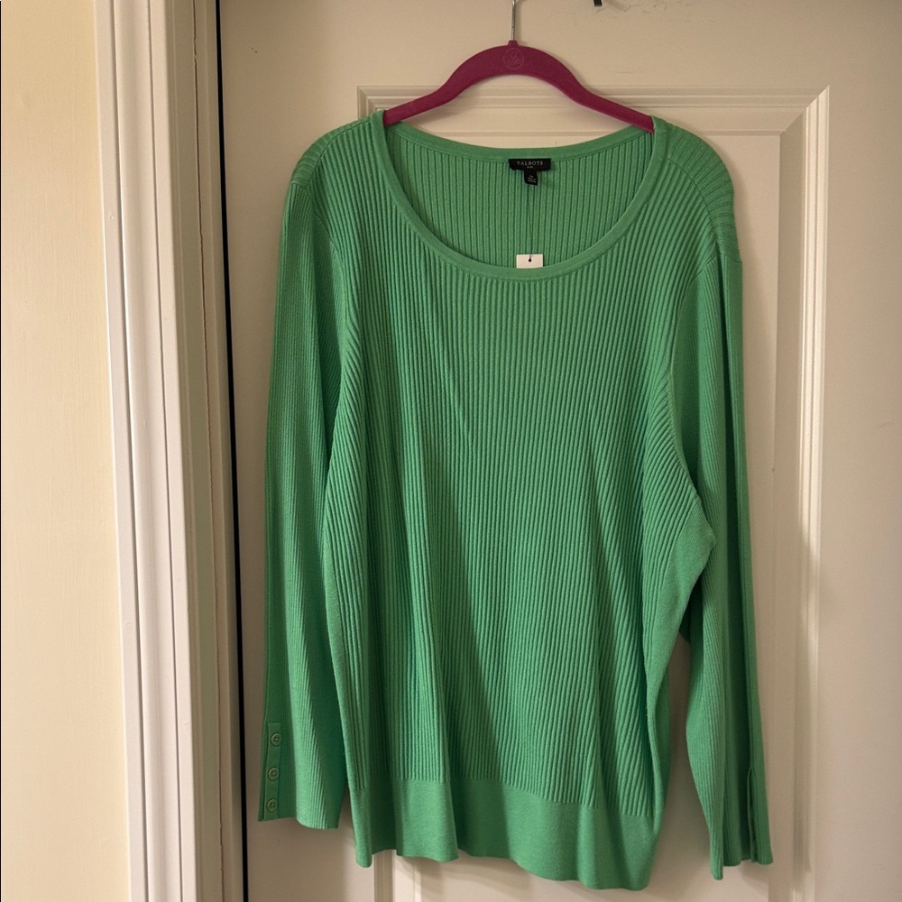 Talbots Green Ribbed Knit Top